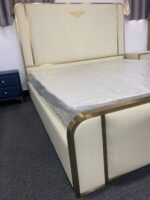 Italian Bed Engineered Wood Gold Stainless Steel Luxury Bed King Size Modern with Hydraulic - Image 4