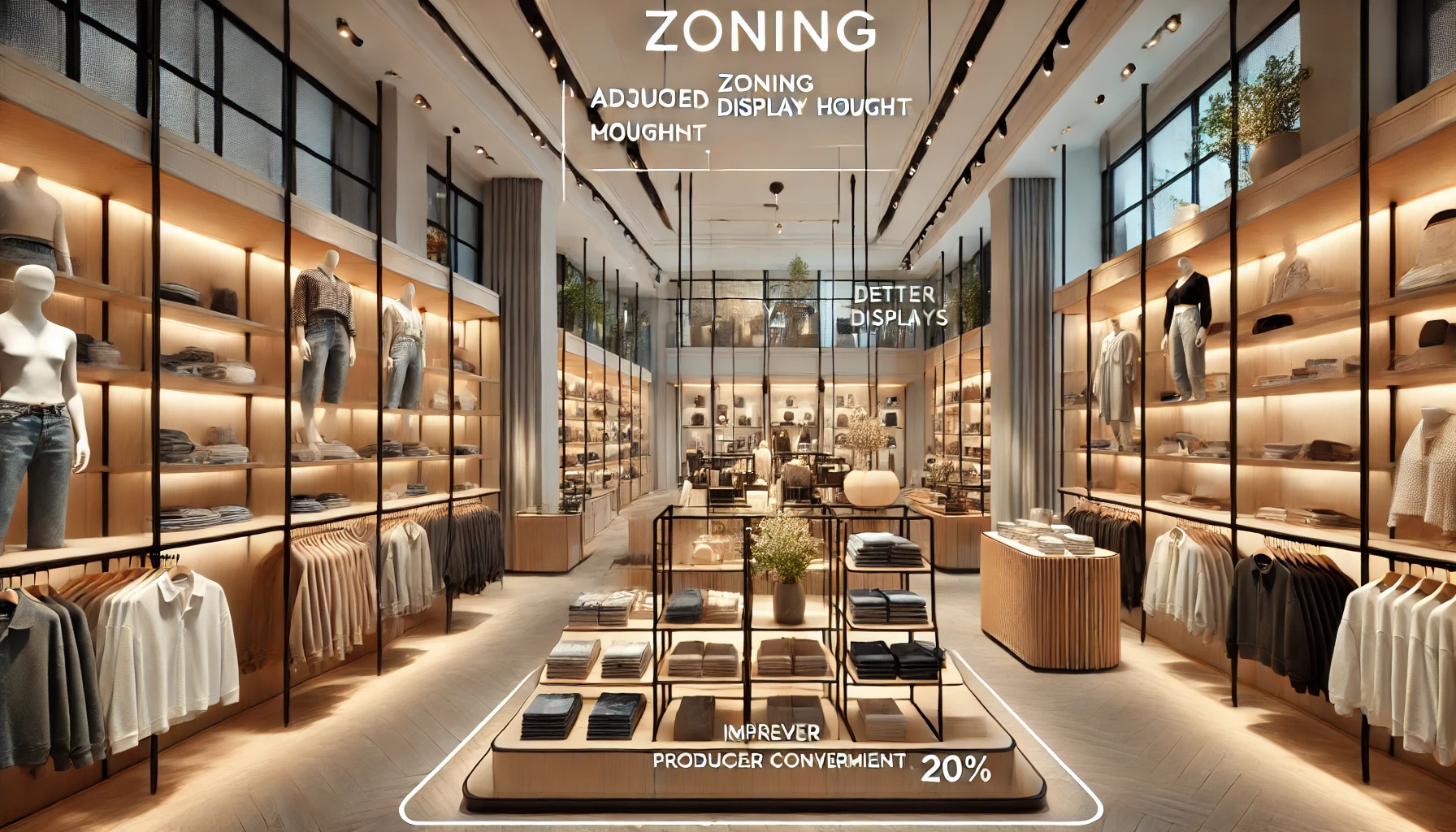 render of a boutique retail store in Bangalore with a reconfigured zoning layout for better product display flow 2