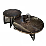 Lionz Italian Luxury Unique Stainless Steel Base circular nesting Coffee Table - Image 4