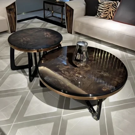 Lionz Italian Luxury Unique Stainless Steel Base circular nesting Coffee Table