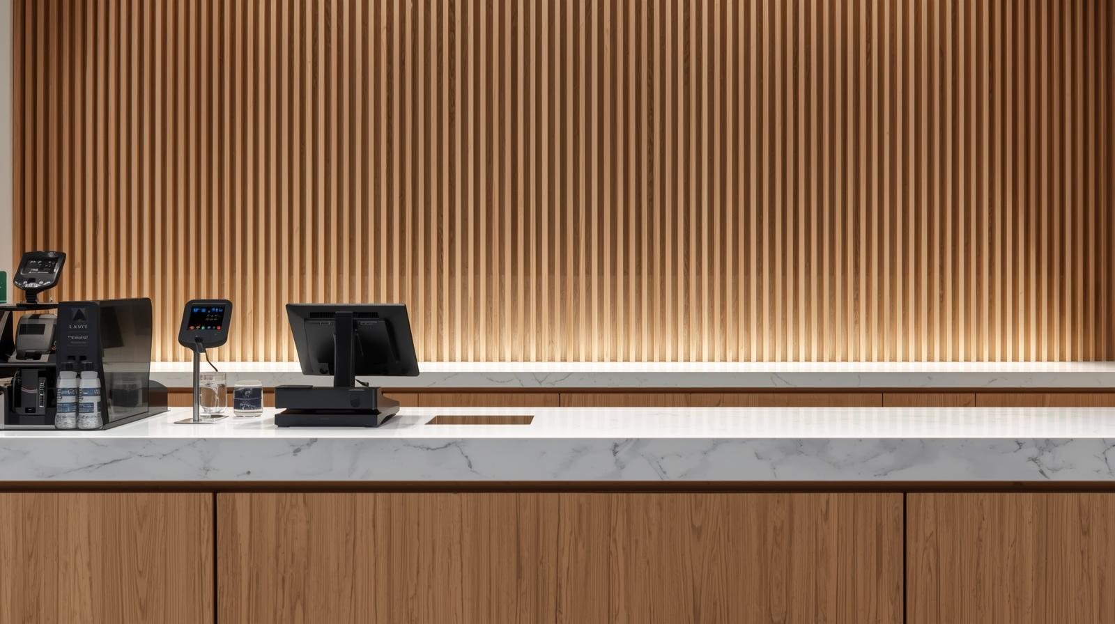 Checkout Counter with Oak Accent