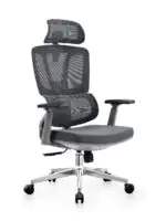 High Back Office Chair with Height Adjustable Headrest Mesh Office Arm Chair - Image 4