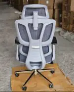 High Back Office Chair with Height Adjustable Headrest Mesh Office Arm Chair - Image 3