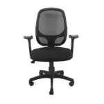 Medium Back Revolving Metal Chair with Push Back Mechanism in Black Mesh Office Arm Chair