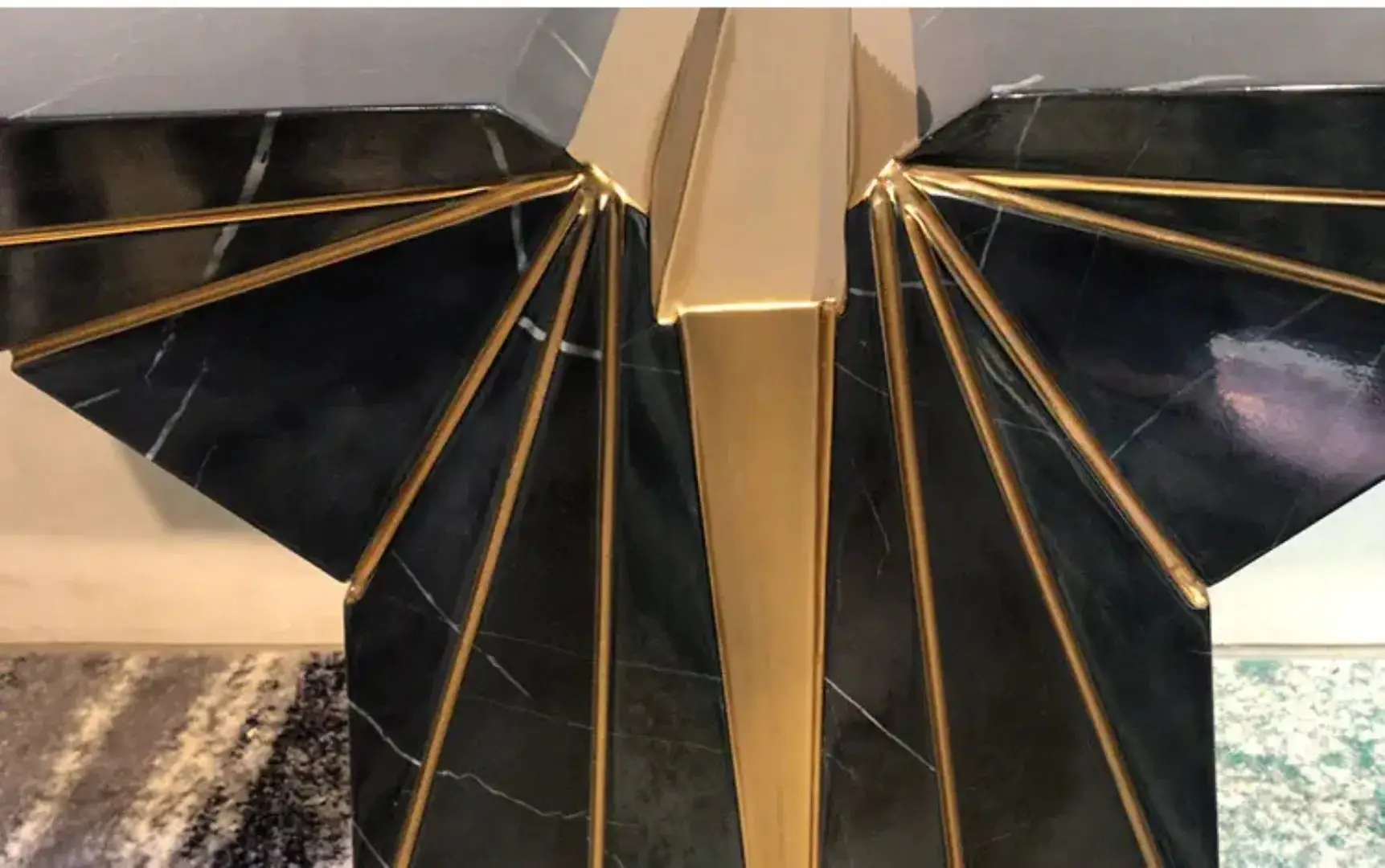 Diamond Console Table with Stainless Steel Legs - Image 2