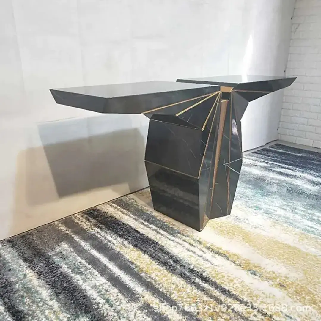 Diamond Console Table with Stainless Steel Legs - Image 3