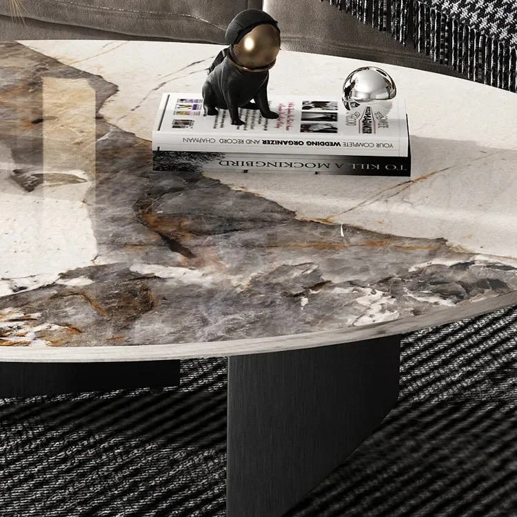 Luxe Elegance Gunmetal and Faux Marble Coffee Table - Image 6