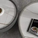 David Yurman Inspired Nesting Wooden Base with White Faux Marble Top Coffee Table - Image 6