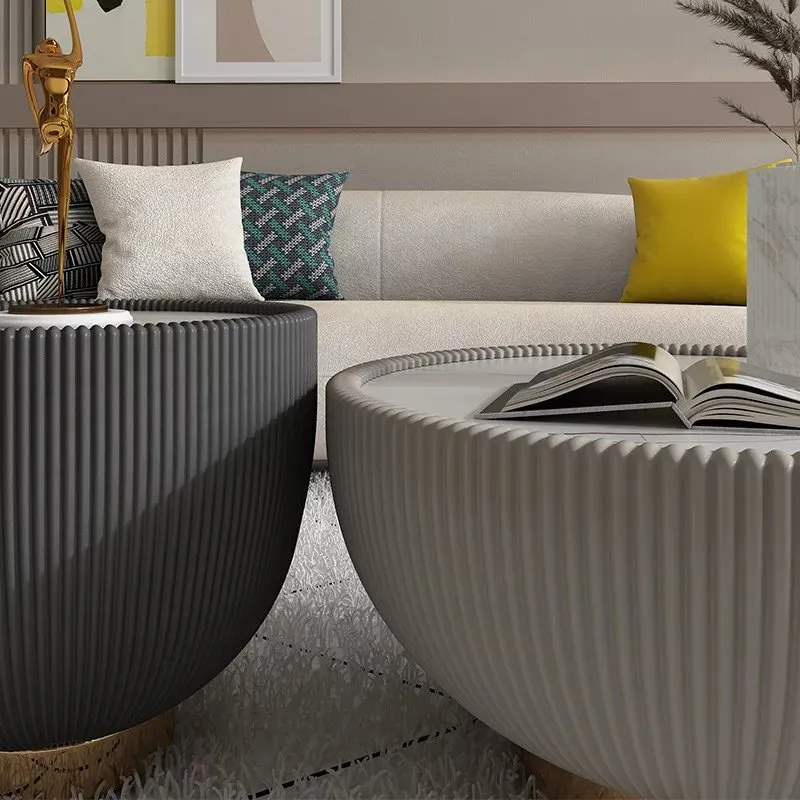 David Yurman Inspired Nesting Wooden Base with White Faux Marble Top Coffee Table - Image 4