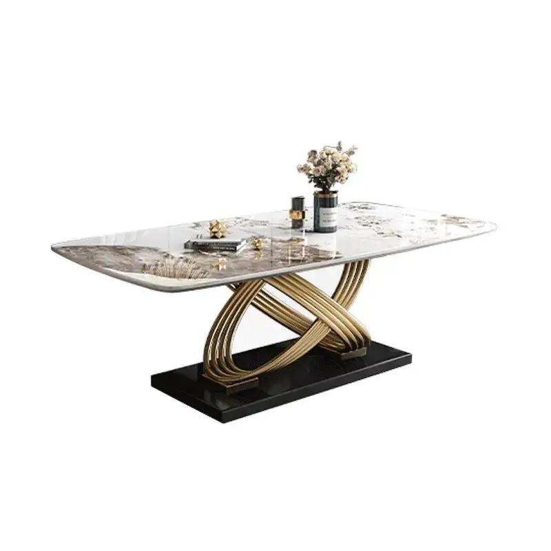 Gladiator Dining Table Stainless Steel Leg With Faux Marble-White-Gold - Image 4