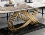 Gladiator Dining Table Stainless Steel Leg With Faux Marble-White-Gold - Image 5