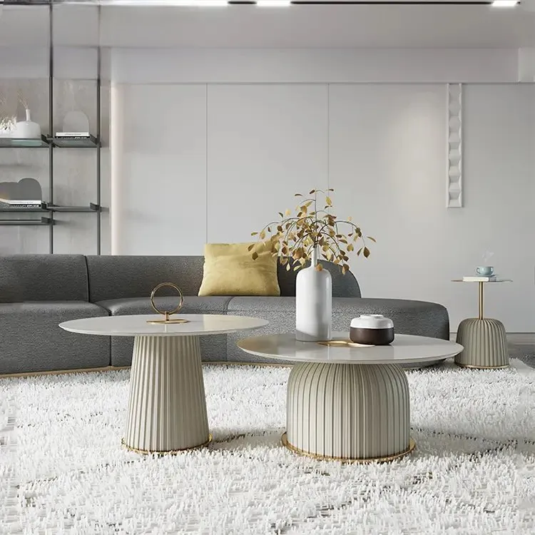 1000127111-1.jpg Scarlet table | Set of 2 Coffee Tables Living Room With Marble and Gold Stainless Steel Top - Image 1