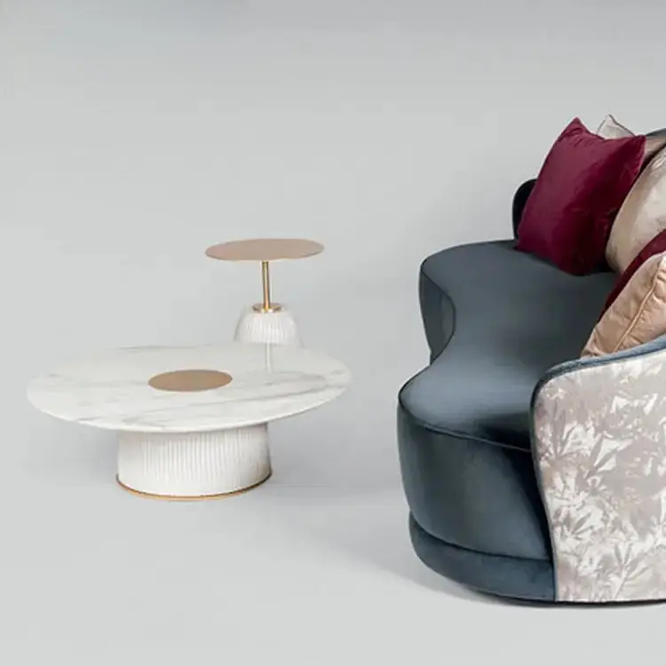 Scarlet table | Set of 2 Coffee Tables  Living Room With Marble and Gold Stainless Steel Top - Image 4