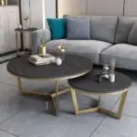 Luxe Luxurious Nesting Marble Coffee Table Set with Gold Stainless Steel Legs - Image 4