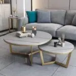 Luxe Luxurious Nesting Marble Coffee Table Set with Gold Stainless Steel Legs