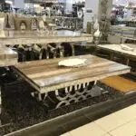 Dynasty Coffee Table Glamourous Living Room Stainless Steel Base Faux Marble top Coffee Table - Image 5