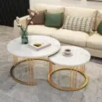 Glam-up Living Room Stainless Steel Leg +White Faux Marble Stone Top