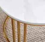 Glam-up Living Room Stainless Steel Leg +White Faux Marble Stone Top - Image 5