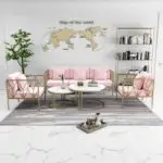 Glam-up Living Room Stainless Steel Leg +White Faux Marble Stone Top - Image 2