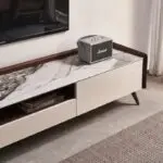 Modern TV Unit - Plank Unit Engineered Wood 2 Door Entertainment Unit and TV Stand (Wotan Oak and White)