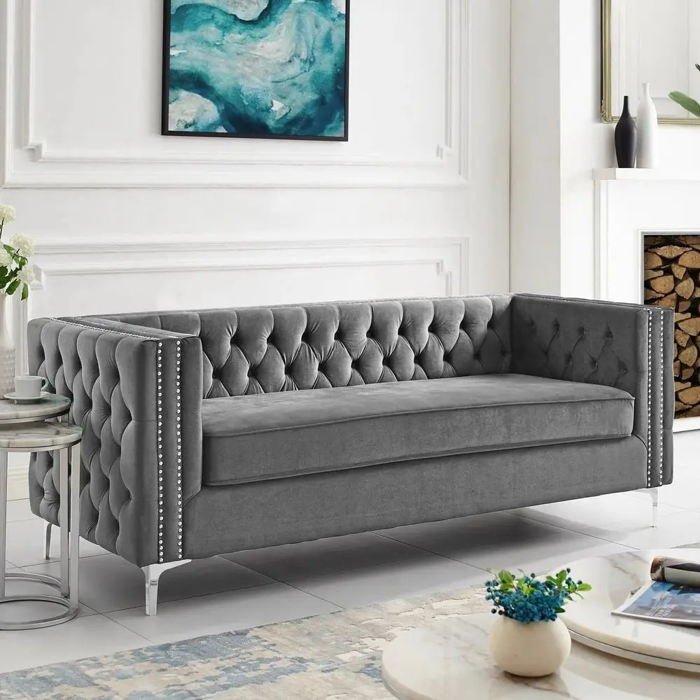 Chika Chesterfield Upholstered Velvet Sofa - Image 14
