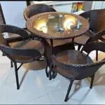 EMPEROR OUTDOOR PATIO SEATING SET 4 CHAIRS AND 1 TABLE SET (BROWN)