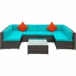 GARDENIA OUTDOOR PATIO SOFA SET 6 SEATER AND 1 CENTER TABLE (BROWN) - Image 5