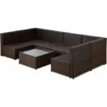 GARDENIA OUTDOOR PATIO SOFA SET 6 SEATER AND 1 CENTER TABLE (BROWN) - Image 3