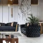 Rodrick Sofa: Luxurious 5-Seater Velvet Accent Sofa in Black | Premium Button-Tufted Upholstery & Stainless Steel Detailing - Image 5