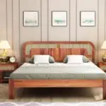 Vector Luxurious Sheesham Wood and Cane Bed: Elegant, Durable & Comfort-Enhancing Design
