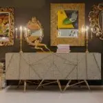 Aron Bar Unit sideboard cabinet with Stainless Steel Base