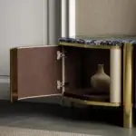 Sonet TV Cabinet Stainless Steel Golden Leg + Faux Marble Top - Image 4