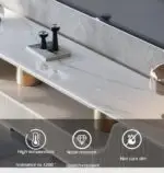 Alder Gris TV Cabinet Stainless Steel Golden Leg + Faux Marble Top - Image 3