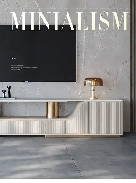 Alder Gris TV Cabinet Stainless Steel Golden Leg + Faux Marble Top - Image 4