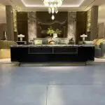 Eternity TV Cabinet Stainless Steel Golden Leg + Faux Marble Top