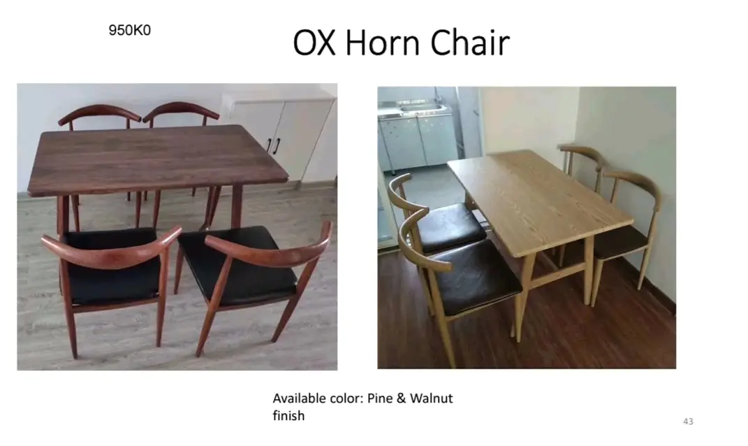 OX Horn Dining Table and Chair Set | Wooden Dining Chair | Cafe Designer Dining Set - 1+4Pc - Image 2