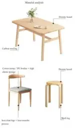 OX Horn Dining Table and Chair Set | Wooden Dining Chair | Cafe Designer Dining Set - 1+4Pc - Image 3