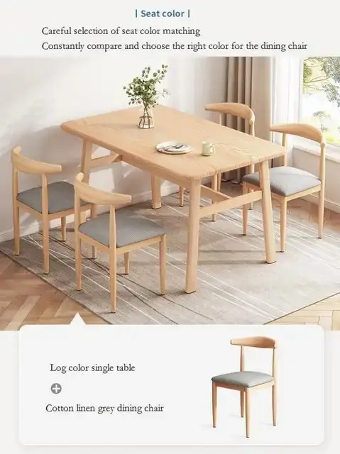 OX Horn Dining Table and Chair Set | Wooden Dining Chair | Cafe Designer Dining Set - 1+4Pc - Image 4