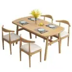 OX Horn Dining Table and Chair Set | Wooden Dining Chair | Cafe Designer Dining Set - 1+4Pc - Image 5