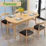 OX Horn Dining Table and Chair Set | Wooden Dining Chair | Cafe Designer Dining Set - 1+4Pc - Image 7