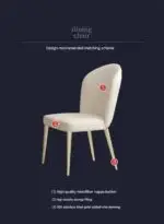 Chelsea Dining Table Stainless Steel Golden Leg + Natural Marble Top Table - Image 6