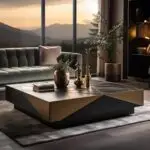 Hexa Coffee Table with Wooden Base With Golden Veneere Top - Image 5