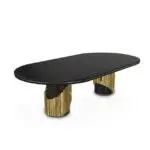 MaxiMagnificent Dining Table Stainless Steel and Golden Leg + Natural Marble Top Table - Image 2