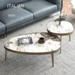 Nesting Italian Faux Marble with Stainless Steel frame Coffee Table