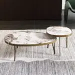 Nesting Italian Faux Marble with Stainless Steel frame Coffee Table - Image 5