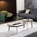 Nesting Italian Faux Marble with Stainless Steel frame Coffee Table - Image 2