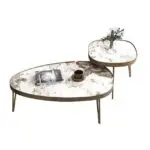 Nesting Italian Faux Marble with Stainless Steel frame Coffee Table - Image 4