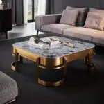 Victoria Luxury Coffee Table – Italian Renaissance-Inspired Design with Gold Steel Base and White Marble Top - Image 4
