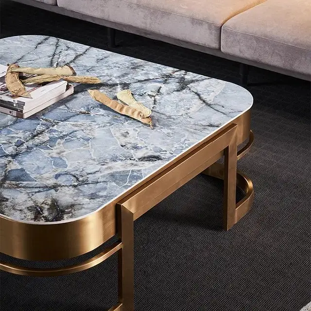 Victoria Luxury Coffee Table – Italian Renaissance-Inspired Design with Gold Steel Base and White Marble Top - Image 5