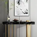 Ritz Living Room Gold Legs marble Top Console Table